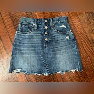 Madewell Rigid Denim Distressed A-Line Mini Skirt sz 25
